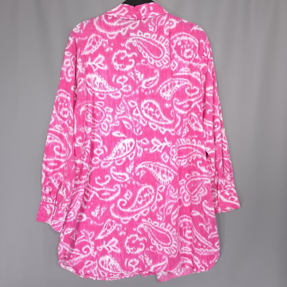 LAUREN RALPH LAUREN Pink & White Sleep Shirt Paisley MEDIUM Women's Nightgown - Picture 7 of 12
